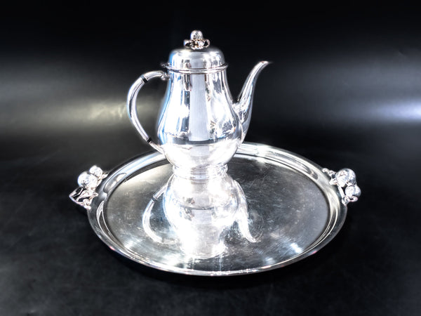 Vintage Silverplate Apple Finial Teapot And Tray By Wilcox IS