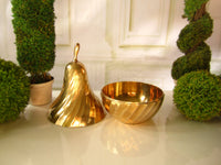 Vintage Brass Gold Pear Ice Bucket Trinket Box Hollywood Regency