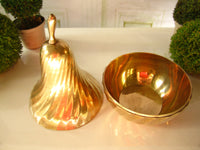 Vintage Brass Gold Pear Ice Bucket Trinket Box Hollywood Regency