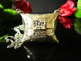Vintage Silver Tone Pillow Purse Necklace Velvet Lined Pendant Boho Gatsby Flapper Victorian