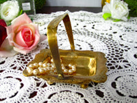 Vintage Brass Trinket Basket Mottahedeh Ring Dish Chinoiserie Hollywood Regency